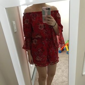 Red flowy American Eagle Romper.